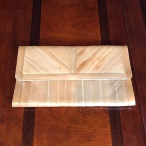 Eel skin Envelope Handbag Shiny Tan 5 pocket